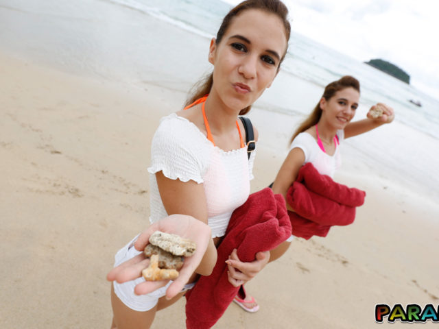Frolicking around with Beach Bikini Twins